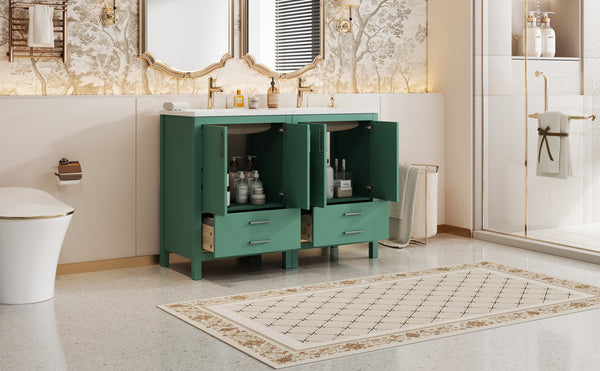 English Elm 48'' Bathroom Vanity with Sink 48.8'' Modern Freestanding 6-Drawer Ceramic Basin Cabinet for Baths Green N710SS00006F