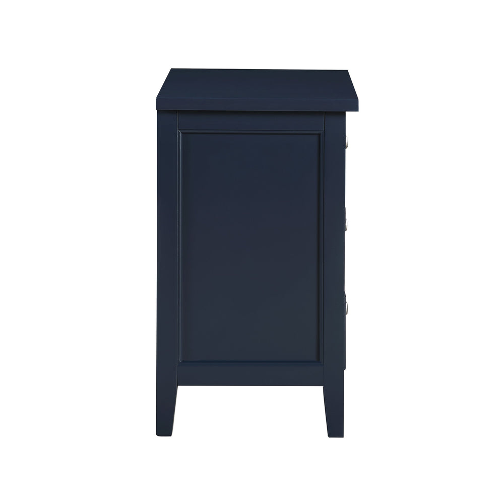 English Elm Luca 3-Drawer Nightstand with Dovetail Drawers and Metal Glides, Tapered Legs, No Assembly Required Dark Blue B050P376949