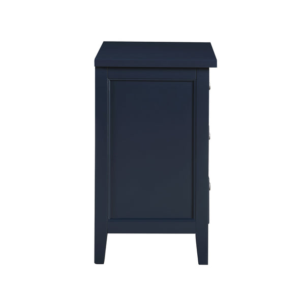 English Elm Luca 3-Drawer Nightstand with Dovetail Drawers and Metal Glides, Tapered Legs, No Assembly Required Dark Blue B050P376949