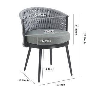 English Elm Christopher Knight Home® - Outdoor Dining Chair with Metal Frame & Handwoven Rope, Weather-Resistant Cushioned Seat for Patio Comfort and Stylish Alfresco Seating Light Gray N770P290585G