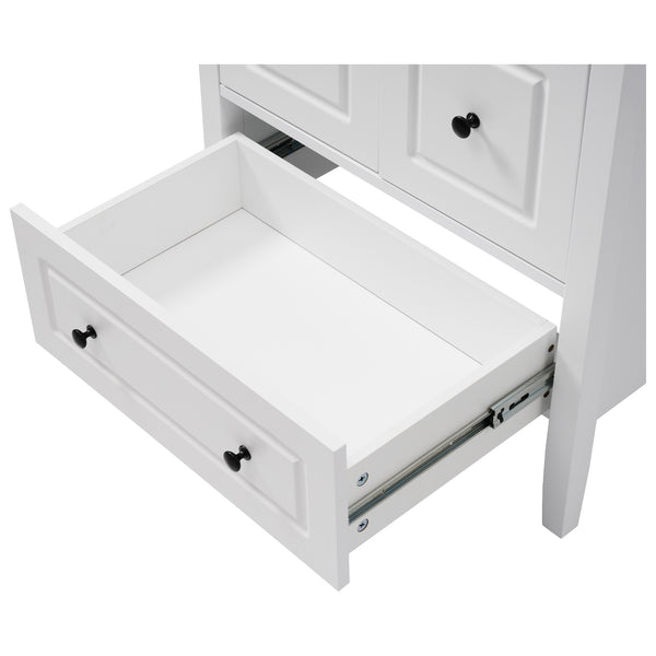 English Elm Christopher Knight Home® - 24 Freestanding Retro Bathroom Vanity with Ceramic Sink, Soft-Close Cabinet & Drawers, Painted MDF Finish White N759P292551K