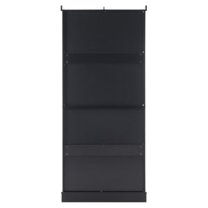 English Elm 70.1" Modern Tall Storage Cabinet with 3 Drawers, 2 Adjustable Shelves, Soft-Close Glass Doors, Gold Handles Black N729P271979B