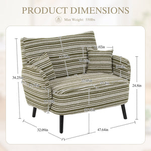 English Elm Modern tufted two-seater sofa with boucle upholstery, tapered legs, storage pockets and plush comfort for small spaces and offices Olive Green W395P376589
