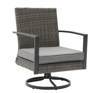 English Elm Set of 2 Outdoor Pe Rattan Swivel Rocker Chairs with Cushions for Patio Decks B082S00068