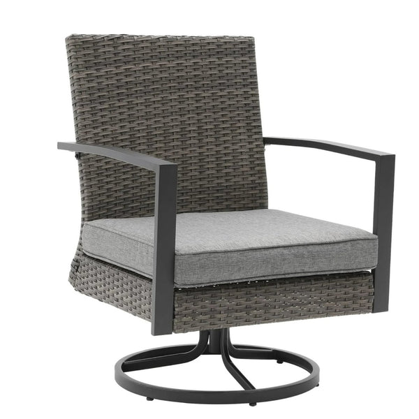 English Elm Set of 2 Outdoor Pe Rattan Swivel Rocker Chairs with Cushions for Patio Decks B082S00068