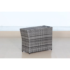 English Elm Shick Grey Mix Wicker Outdoor Side Table with Oversized Plush Cushion Support & Durable Cup Surface B120P205372