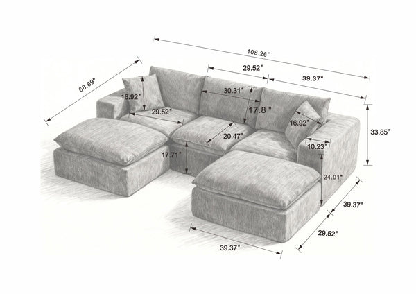 English Elm Modern Chenille Cloud Sofa - Plush, Modular Design For Ultimate Comfort In Living Rooms & Offices W3396S00046