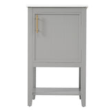 English Elm 20" Bathroom Vanity With Sink, Bathroom Cabinet With Soft Closing Door, Storage Rack and Open Shelf, Grey