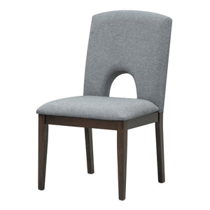 English Elm Topmax Extendable Round Dining Set with Linen Chairs and Pedestal Base Seats Five Espresso N717S000062P
