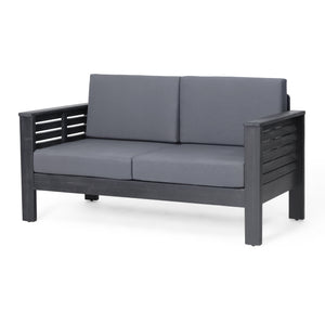 English Elm Christopher Knight Home® - Acacia Outdoor Loveseat & Coffee Table Set with Water-Resistant Cushions, Slat Paneling, Dark Gray 70844.00DGRY