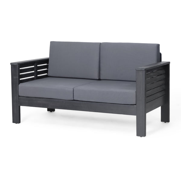 English Elm Christopher Knight Home® - Acacia Outdoor Loveseat & Coffee Table Set with Water-Resistant Cushions, Slat Paneling, Dark Gray 70844.00DGRY