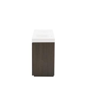 English Elm Galan 72 Inch Double Sink Vanity Fluted Wood Quartz Top Freestanding Bathroom Cabinet Oak,Smoke W1865S00227