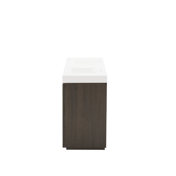 English Elm Galan 72 Inch Double Sink Vanity Fluted Wood Quartz Top Freestanding Bathroom Cabinet Oak,Smoke W1865S00227
