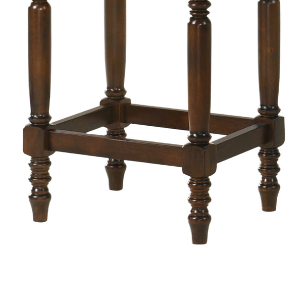 English Elm Set of 2 Rustic Counter Stools with Cushioned Faux Leather Seats, Solid Wood Build, Space-Saving 25" Walnut W2537P298995