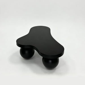 English Elm 46 Inch Cloud Shaped Coffee Table with Ash Veneer Top and Sculptural Sphere Legs Black W3935S00006
