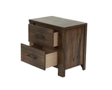 English Elm Oak Finish 1 Piece Nightstand Wooden Bedside Table 2X Drawers Storage Bedroom Furniture