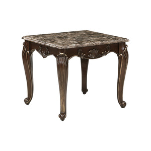 English Elm Formal Balthasar Marble Top Cocktail Table with Cherry Finish, Gold Accents & Cabriole Legs, 51" x29" x20" Brown Mix 40 L x 30 W x 8.5 H B011P290791