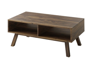 English Elm 3PC Mid-Century Modern Coffee Table Set with Built-In Storage Shelves Wood Grain Finish Brown, Stylish Living Room Ensemble B011P405680