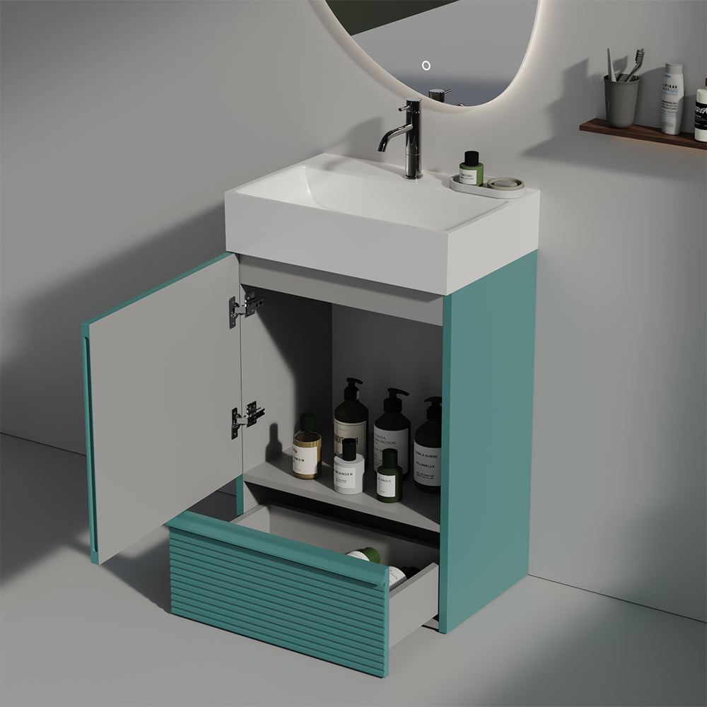 English Elm Gada 20" Aquamarine Bathroom Vanity With Ceramic Sink, Freestanding Cabinet For Small Spaces, Modern Style W1865S00090
