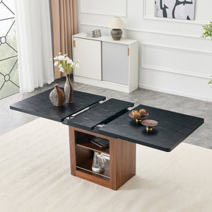 English Elm An Extendable Mdf Dining Table with Open Shelf Storage Seats up to Eight Black,Walnut W1151S04668