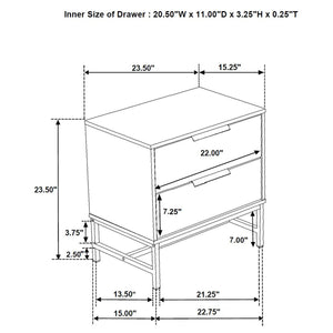 English Elm Yountville White 2-Drawer Nightstand with Bold Black Accents — Modern Bedside Table, Sleek Storage and Contrast Design B062P299794