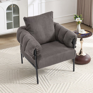 English Elm TS Modern decorative chair with plush teddy fleece upholstery and gold metal legs for luxe comfort and style DARK GREY W2311P308069