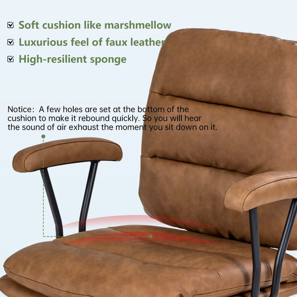 English Elm Brown Ergonomic Office Chair with Reclining Backrest Lumbar Support and Adjustable Arms W5382P440943