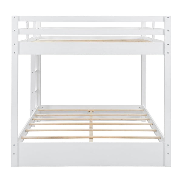 English Elm Wood Queen Size Bunk Bed With Ladder - Sturdy, Space-Saving Design For Modern Bedrooms & Guests N7090004007K-GIGA
