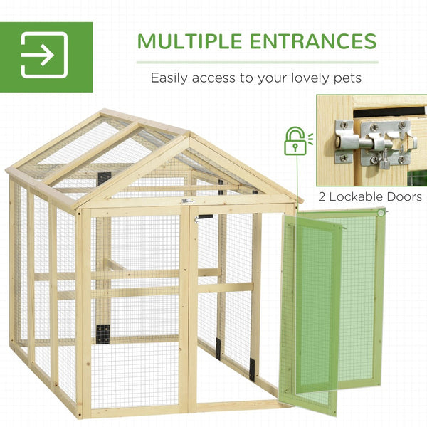 English Elm Pawhut Fir Wood Outdoor Chicken Run Modular Weatherproof Backyard Enclosure for Small Flocks W2225P200518