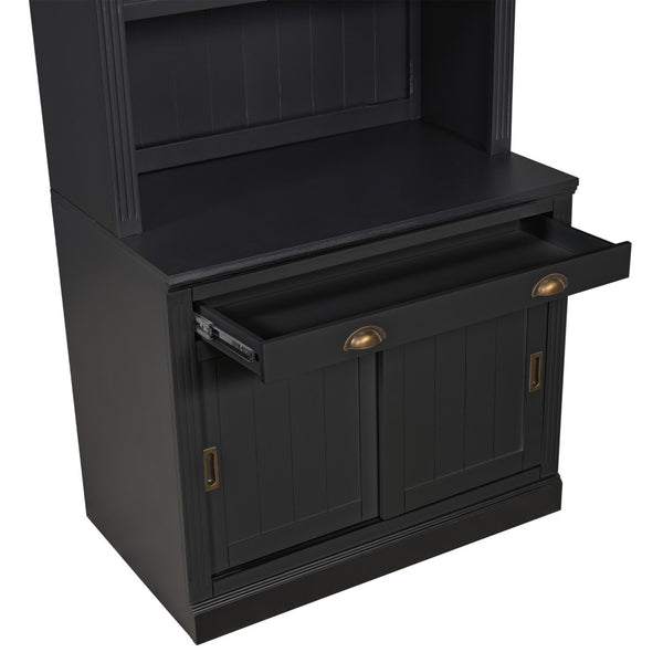 English Elm Sku2 Sliding Door Bookcase Solid Wood Frame with Metal Hardware for Home Office N751P280596B