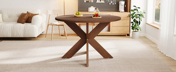English Elm Christopher Knight Home® - Round MDF Dining Table Cherry – Modern Farmhouse Round Kitchen Table Seats 5, Easy Assembly, 300lb Capacity, Space-Saving Elegance N779P266070C