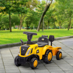 English Elm Qaba Caterpillar Licensed Toddler Excavator Ride on with Shovel Trailer and Horn W2225P249788