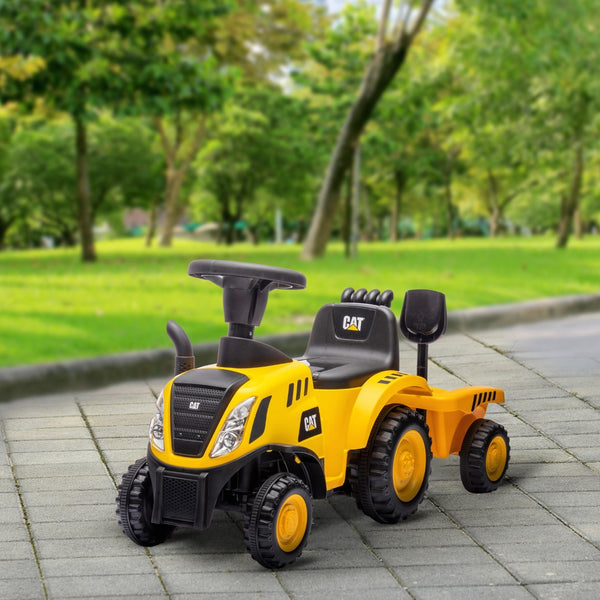 English Elm Qaba Caterpillar Licensed Toddler Excavator Ride on with Shovel Trailer and Horn W2225P249788