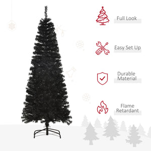English Elm Homcom 6Ft Slim Pencil Douglas Fir Christmas Tree – Realistic, Easy Assembly, Versatile Black Decor W2225P229705
