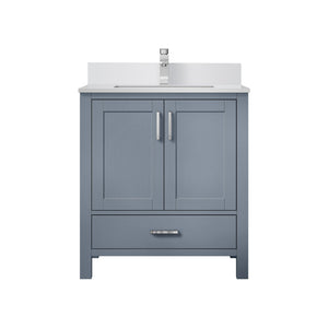 English Elm Dark Grey Bath Vanity With Cultured Marble Top & Faucet Set - Modern Design For Stylish Storage Solutions B2731P259002