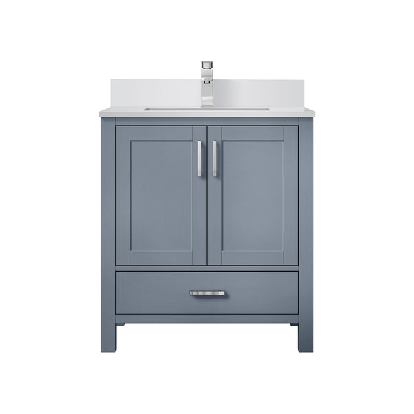 English Elm Dark Grey Bath Vanity With Cultured Marble Top & Faucet Set - Modern Design For Stylish Storage Solutions B2731P259002