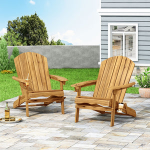 English Elm Christopher Knight Home® - BELLWOOD Teak Adirondack Chair with Folding Design, Cup Holders & Rustic Outdoor Comfort N776P344079T