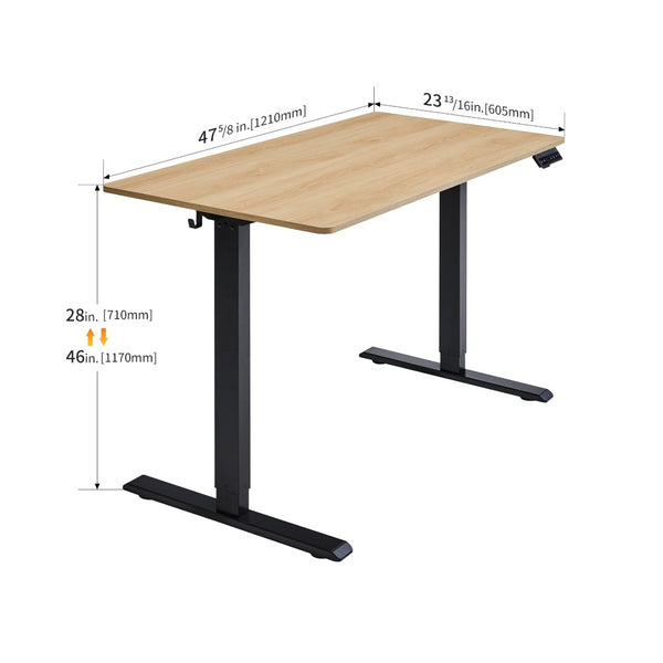 English Elm Electric Standing Desk Mahogany Steel Frame Sit Stand Home Office Workstation Amber+Graphite,Natural Wood W1769P415271
