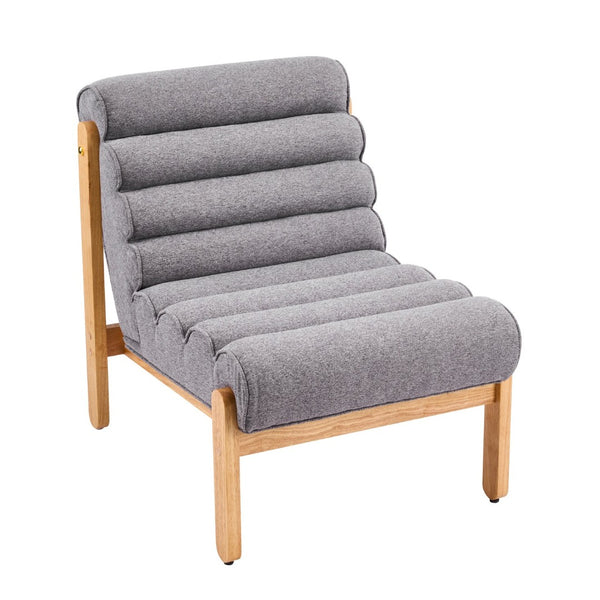 English Elm Fluffy Shearling Accent Chair Plush Tiered Back Solid Wood Frame Cozy Reading Nook Dark Gray,Natural N767P366257G