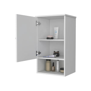 English Elm White Recessed Medicine Cabinet with One Door, Two Shelves + Open Shelf, 28.6"x16.2" White Finish B062P252169