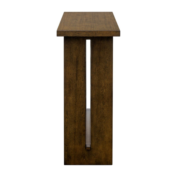 English Elm Console Table with Open Shelf Dark Coffee Finish Entryway Sofa Accent in Wood B035P408403