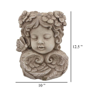 English Elm Accent Terracotta Face Planter Handcrafted Floral Relief Bohemian Sculptural Decor B056P416957