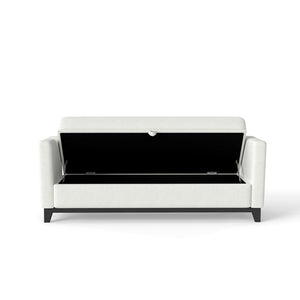 English Elm 66 Inch Sherpa Upholstered Storage Bench with Fluted Wood Base and Bolster Pillows W1658P446122