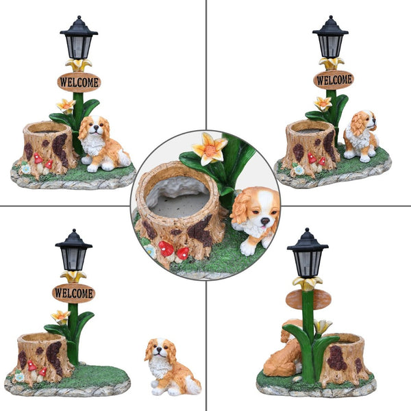 English Elm Sitting Corgi Resin Planter Sculpture Whimsical Porch Garden Decor with Succulent Cavity W5398P464242