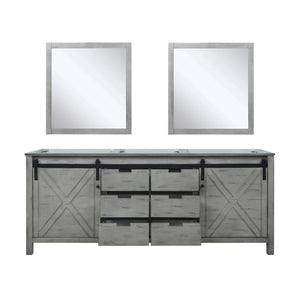 English Elm Ash Grey Double Bath Vanity 80" W x 22" D with Two Sinks, Mirrors & Ample Storage, Fully Assembled B2731S00928