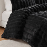 Madison Park Jasmine Glam/Luxury 3 Piece Faux Fur Comforter Set MP10-8443 Black