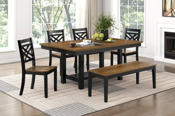 English Elm 2-tone Acacia Veneer Bench with Black Legs Modern Farmhouse Dining or Entryway B011P427924