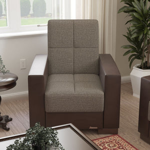 English Elm Primenest Nimbusflow Convertible Armchair With Hidden Storage - Stylish Brown Chenille For Small Spaces B030P286186-GIGA