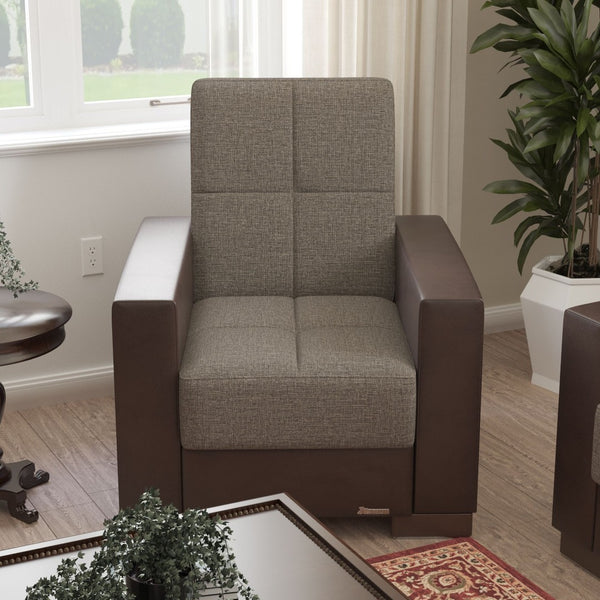 English Elm Primenest Nimbusflow Convertible Armchair With Hidden Storage - Stylish Brown Chenille For Small Spaces B030P286186-GIGA