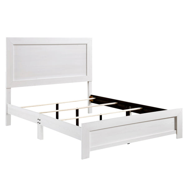 English Elm White Twin Panel Bed with 3D Printed Paper Veneer Rustic-Modern Design, Easy Bed-in-a-Box Assembly White 66.75 L x 33.5 W x 6 H B011P248609